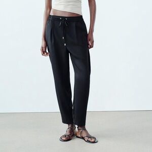 Zara Black Flowy Ankle Pants